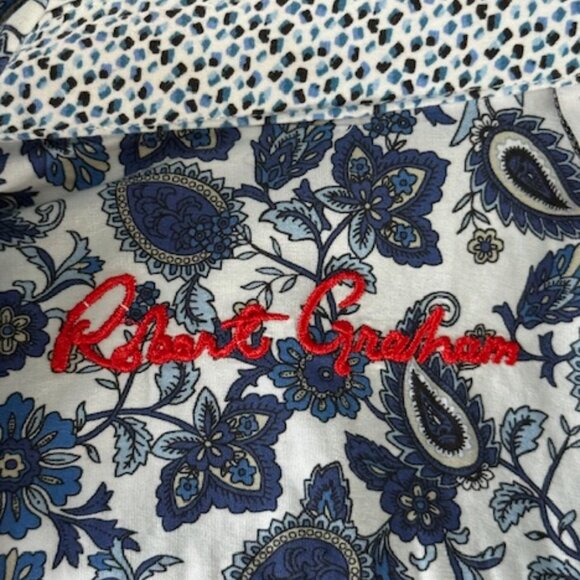 Robert Graham Men Classic Fit Blue Paisley Floral Print Button Down Shirt M EUC - Picture 15 of 16